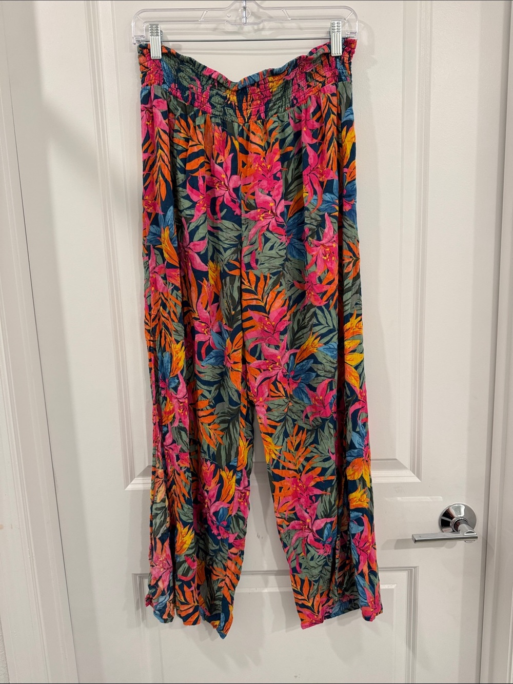 Shade & Shore Tropical Floral Wide-Leg Pants - Pink, Orange, Green, Blue